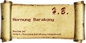 Hornung Barakony névjegykártya